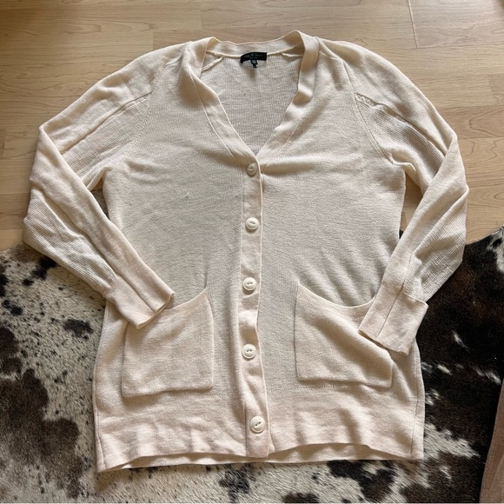 RAG & BONE Cream Fine Wool Button Front Cardigan Size XS